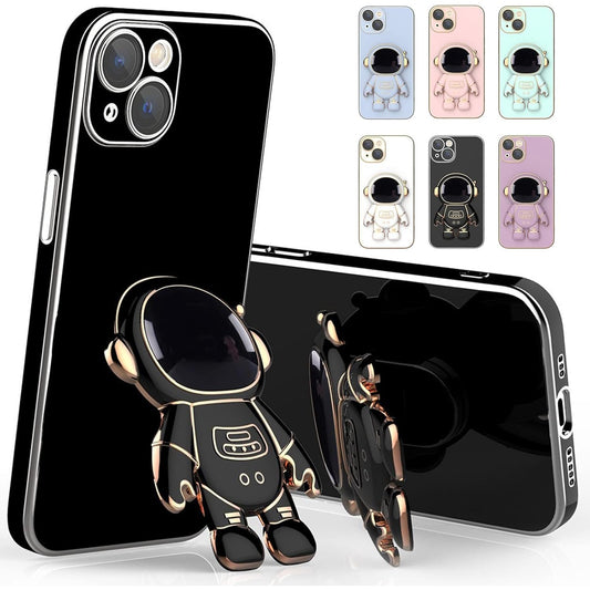 Husa de Protectie TPU 2in1, pentru Apple iPhone 14 Plus, Astronaut cu Suport, Antisoc, Rezistenta la Impact, Protectie Camera, Negru