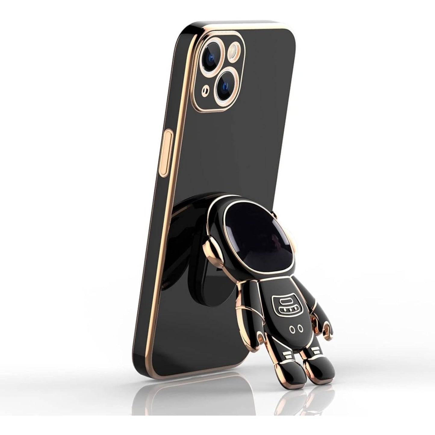 Husa de Protectie TPU 2in1, pentru Apple iPhone 14 Plus, Astronaut cu Suport, Antisoc, Rezistenta la Impact, Protectie Camera, Negru