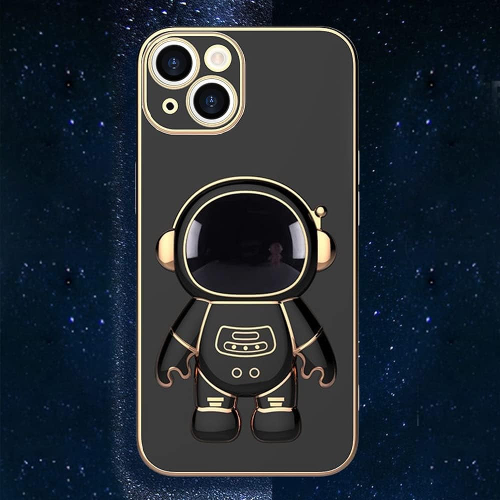 Husa de Protectie TPU 2in1, pentru Apple iPhone 14 Plus, Astronaut cu Suport, Antisoc, Rezistenta la Impact, Protectie Camera, Negru