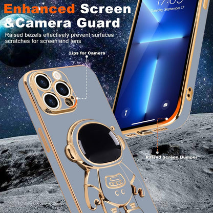Husa de Protectie TPU 2in1, pentru Apple iPhone 14 Pro, Astronaut cu Suport, Antisoc, Rezistenta la Impact, Protectie Camera, Albastru
