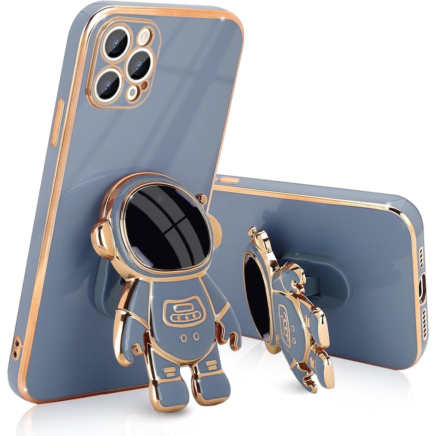 Husa de Protectie TPU 2in1, pentru Apple iPhone 14 Pro, Astronaut cu Suport, Antisoc, Rezistenta la Impact, Protectie Camera, Albastru