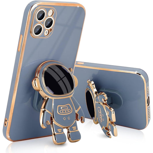 Husa de Protectie TPU 2in1, pentru Apple iPhone 14 Pro, Astronaut cu Suport, Antisoc, Rezistenta la Impact, Protectie Camera, Albastru