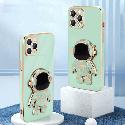 Husa de Protectie TPU 2in1, pentru Apple iPhone 14 Pro Max, Astronaut cu Suport, Antisoc, Rezistenta la Impact, Protectie Camera, Verde