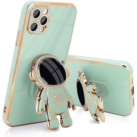 Husa de Protectie TPU 2in1, pentru Apple iPhone 14 Pro Max, Astronaut cu Suport, Antisoc, Rezistenta la Impact, Protectie Camera, Verde
