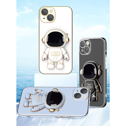 Husa de Protectie TPU 2in1, pentru Apple iPhone 15, Astronaut cu Suport, Antisoc, Rezistenta la Impact, Protectie Camera, Albastru
