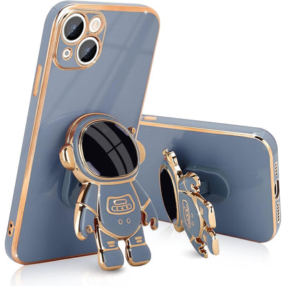 Husa de Protectie TPU 2in1, pentru Apple iPhone 15, Astronaut cu Suport, Antisoc, Rezistenta la Impact, Protectie Camera, Albastru