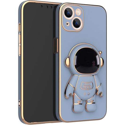 Husa de Protectie TPU 2in1, pentru Apple iPhone 15 Plus, Astronaut cu Suport, Antisoc, Rezistenta la Impact, Protectie Camera, Albastru