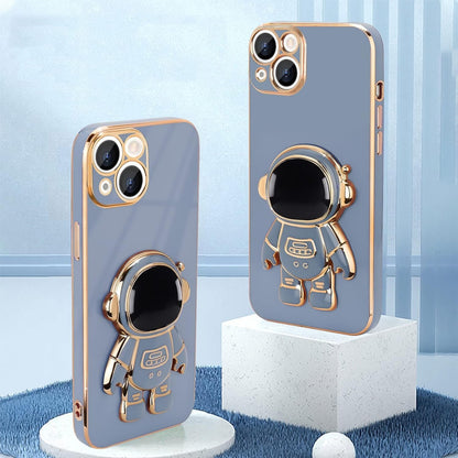 Husa de Protectie TPU 2in1, pentru Apple iPhone 15 Plus, Astronaut cu Suport, Antisoc, Rezistenta la Impact, Protectie Camera, Albastru