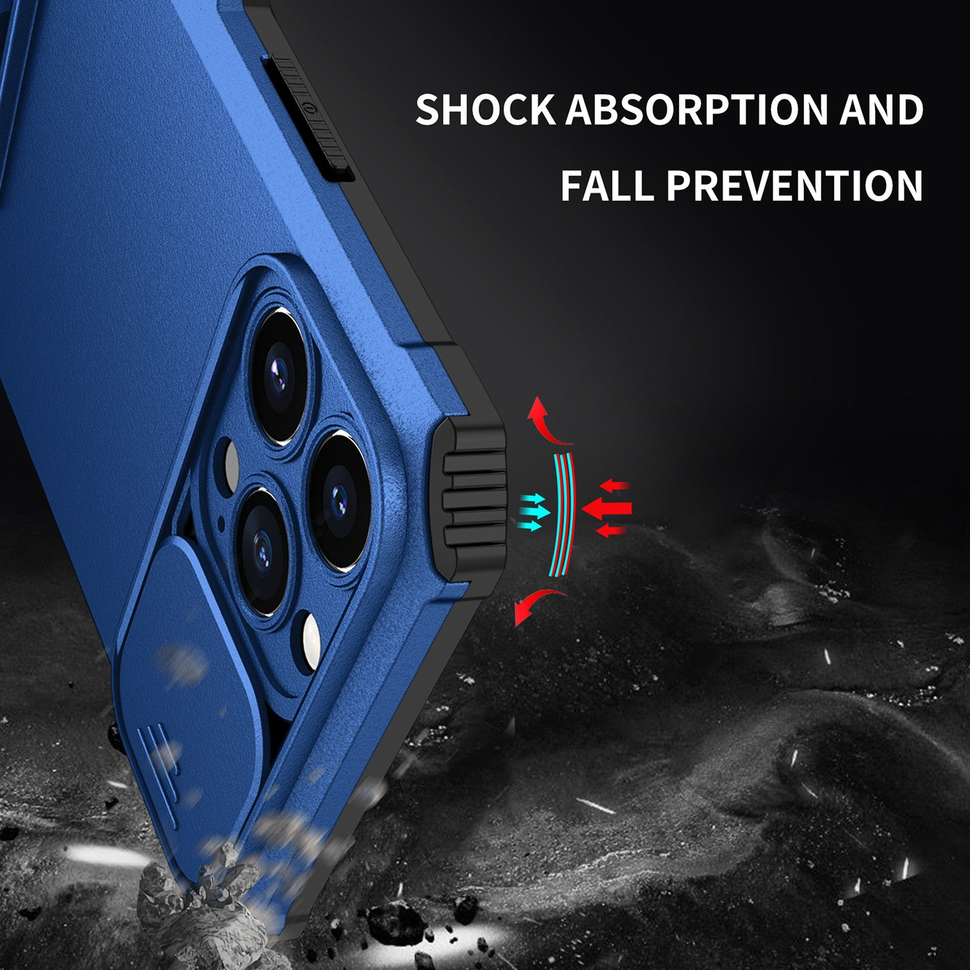 Husa Defender cu Stand pentru iPhone 11, Albastru, Suport reglabil, Antisoc, Protectie glisanta pentru camera