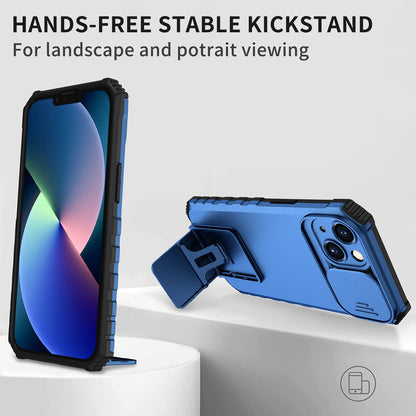 Husa Defender cu Stand pentru iPhone 11, Albastru, Suport reglabil, Antisoc, Protectie glisanta pentru camera
