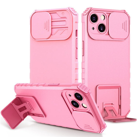 Husa Defender cu Stand pentru iPhone 13 Pro Max, Roz, Suport reglabil, Antisoc, Protectie glisanta pentru camera