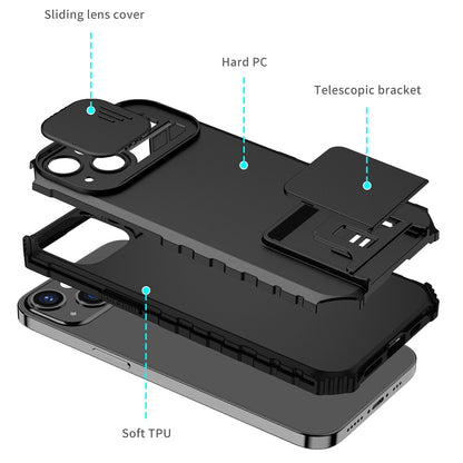 Husa Defender cu Stand pentru Samsung Galaxy A72 4G/ 5G, Negru, Suport reglabil, Antisoc, Protectie glisanta pentru camera