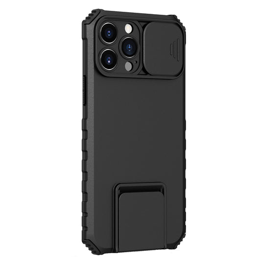 Husa Defender cu Stand pentru Samsung Galaxy A72 4G/ 5G, Negru, Suport reglabil, Antisoc, Protectie glisanta pentru camera