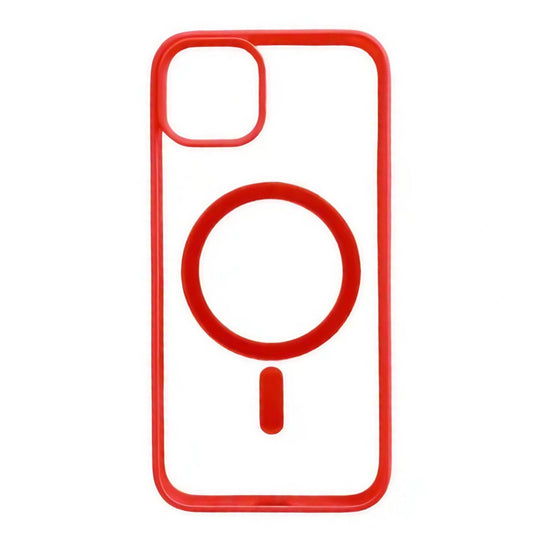 Husa MagSafe pentru Apple iPhone 13, Full Cover, Frosted Acrylic Color Big Hole, Magnetica, Incarcare Wireless, Rosu