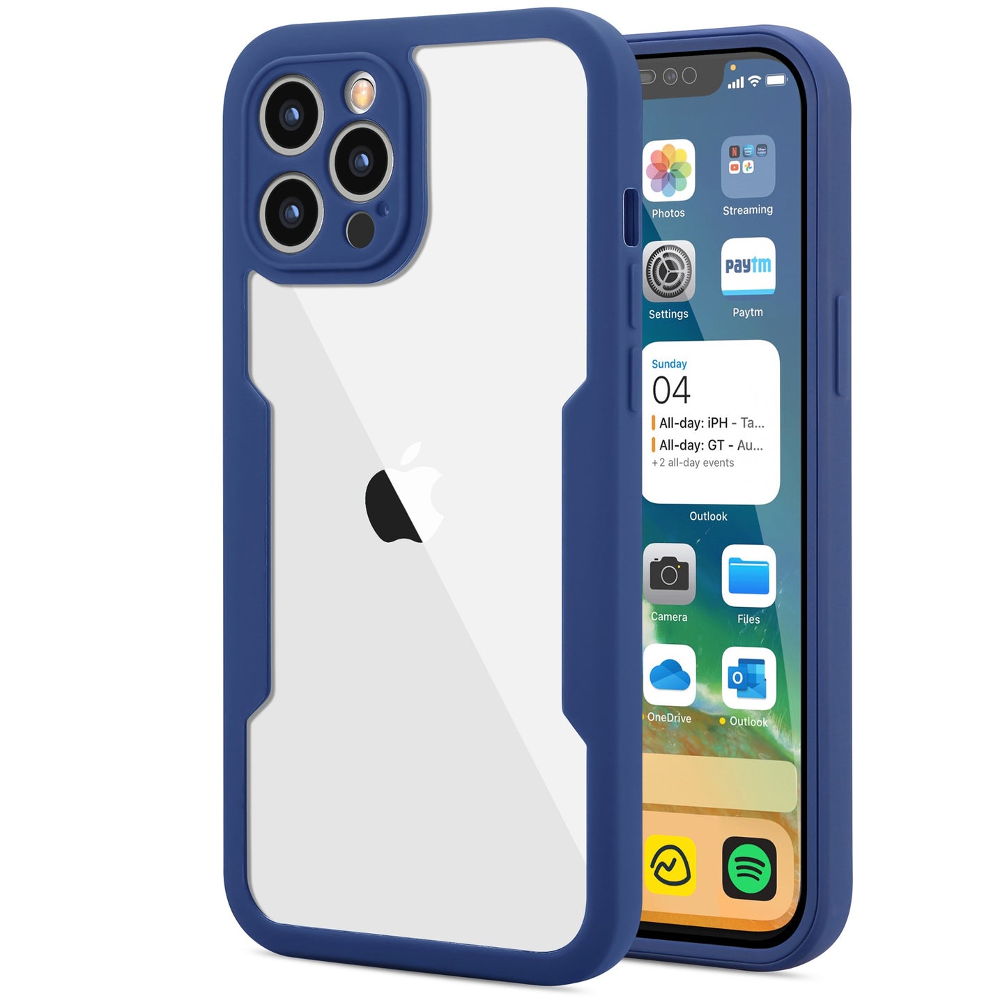 Husa Max Defence pentru iPhone 11 Pro Max 11, Bumper Albastru, Fata Dubla Transparenta, Protectie Antisoc Full 360 ( fata, spate, margini )