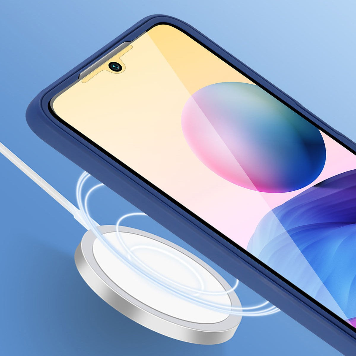 Husa Max Defence pentru iPhone 11 Pro Max 11, Bumper Albastru, Fata Dubla Transparenta, Protectie Antisoc Full 360 ( fata, spate, margini )