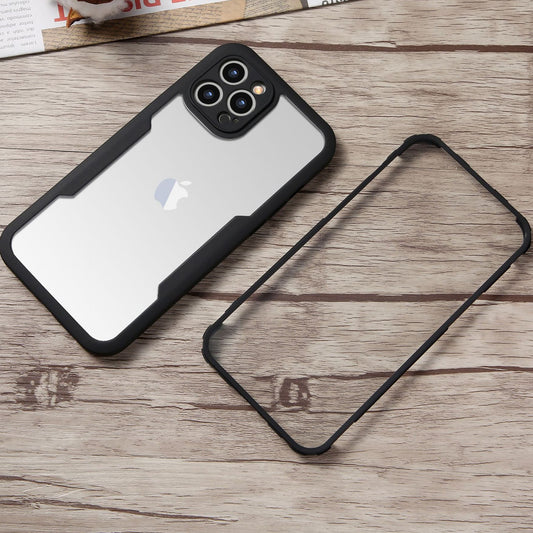 Husa Max Defence pentru Samsung Galaxy A32 4G, Bumper Negru, Fata Dubla Transparenta, Protectie Antisoc Full 360 ( fata, spate, margini )