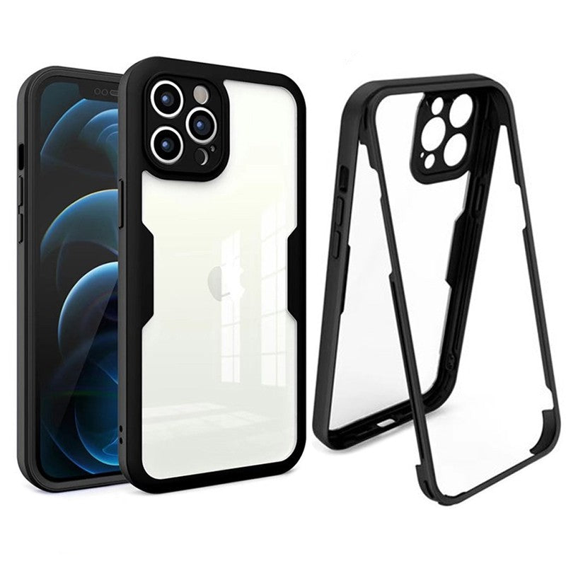 Husa Max Defence pentru Samsung Galaxy A32 4G, Bumper Negru, Fata Dubla Transparenta, Protectie Antisoc Full 360 ( fata, spate, margini )