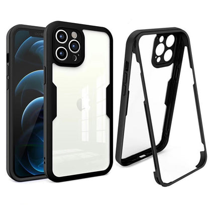 Husa Max Defence pentru Samsung Galaxy A32 4G, Bumper Negru, Fata Dubla Transparenta, Protectie Antisoc Full 360 ( fata, spate, margini )