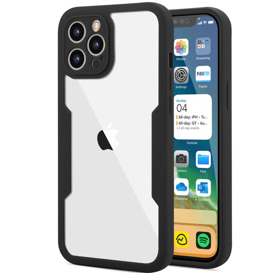 Husa Max Defence pentru Samsung Galaxy A32 4G, Bumper Negru, Fata Dubla Transparenta, Protectie Antisoc Full 360 ( fata, spate, margini )