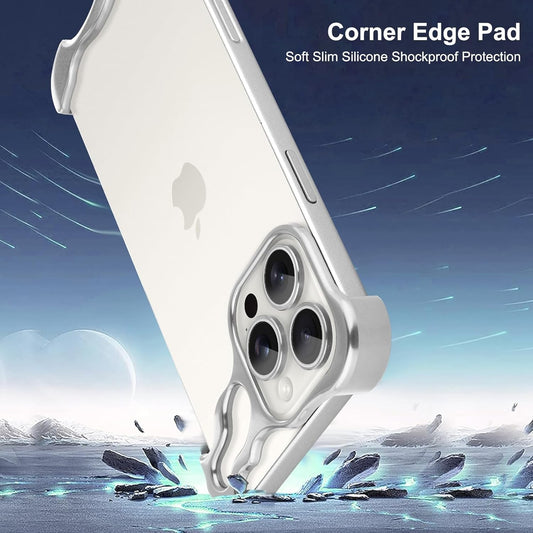 Husa Metalica Compatibila cu iPhone 16 Pro, Protectie pentru Colturile Telefonului si Camera, Aliaj, Antisoc, Antizgariere, Argintiu