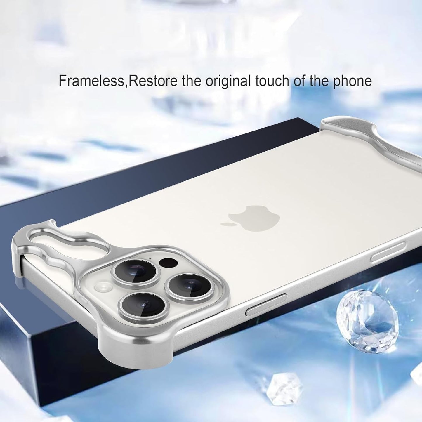 Husa Metalica Compatibila cu iPhone 16 Pro, Protectie pentru Colturile Telefonului si Camera, Aliaj, Antisoc, Antizgariere, Argintiu