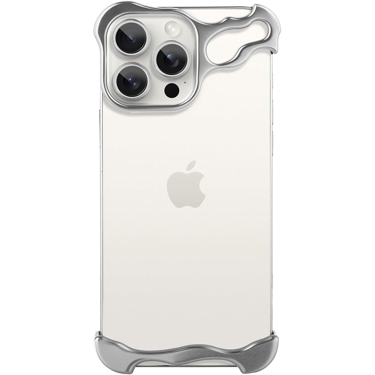 Husa Metalica Compatibila cu iPhone 16 Pro, Protectie pentru Colturile Telefonului si Camera, Aliaj, Antisoc, Antizgariere, Argintiu