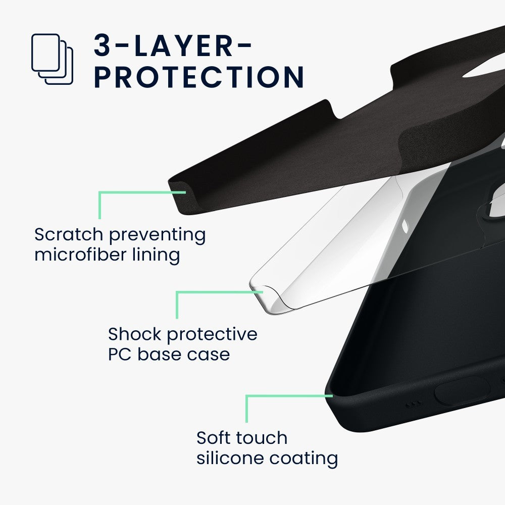 Husa pentru Apple iPhone 14, Liquid Silicone, cu Microfibra pe interior, Protectie Antisoc, Negru