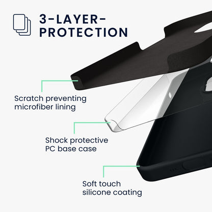 Husa pentru Apple iPhone 14, Liquid Silicone, cu Microfibra pe interior, Protectie Antisoc, Negru