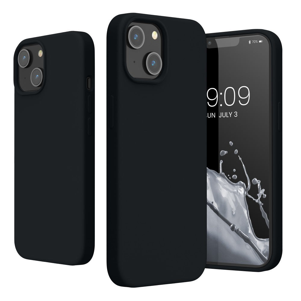 Husa pentru Apple iPhone 14, Liquid Silicone, cu Microfibra pe interior, Protectie Antisoc, Negru