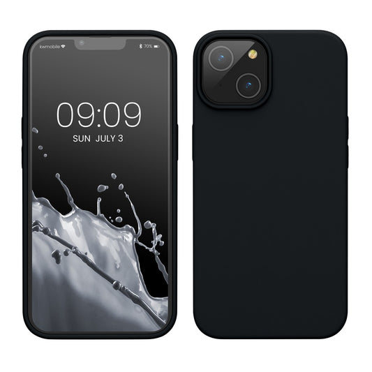 Husa pentru Apple iPhone 14, Liquid Silicone, cu Microfibra pe interior, Protectie Antisoc, Negru