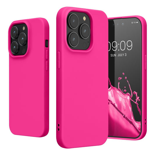 Husa pentru Apple iPhone 14 Plus, Liquid Silicone, cu Microfibra pe interior, Protectie Antisoc, Roz-Fuchsia
