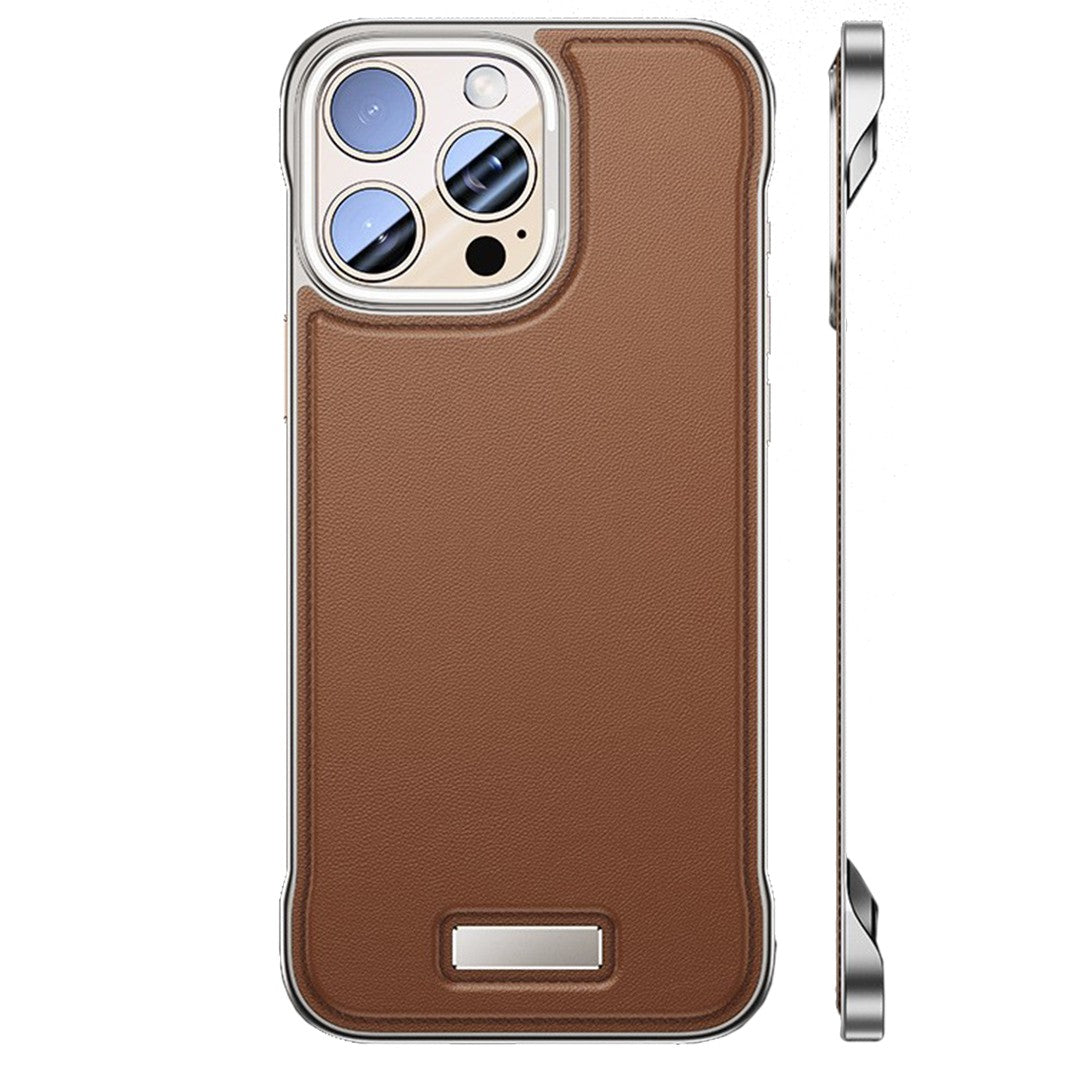 Husa pentru iPhone 15 Pro Max, husa de protectie pentru telefon, Design Modern fara margini, din Piele PU, Subtire, Maro