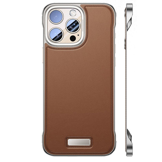 Husa pentru iPhone 15 Pro Max, husa de protectie pentru telefon, Design Modern fara margini, din Piele PU, Subtire, Maro