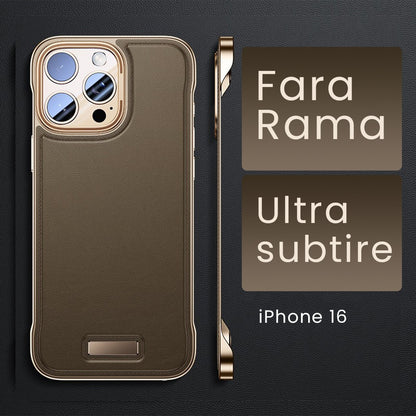 Husa pentru iPhone 16, husa de protectie pentru telefon, Design Modern fara margini, Subtire, din Piele PU, Desert Gold
