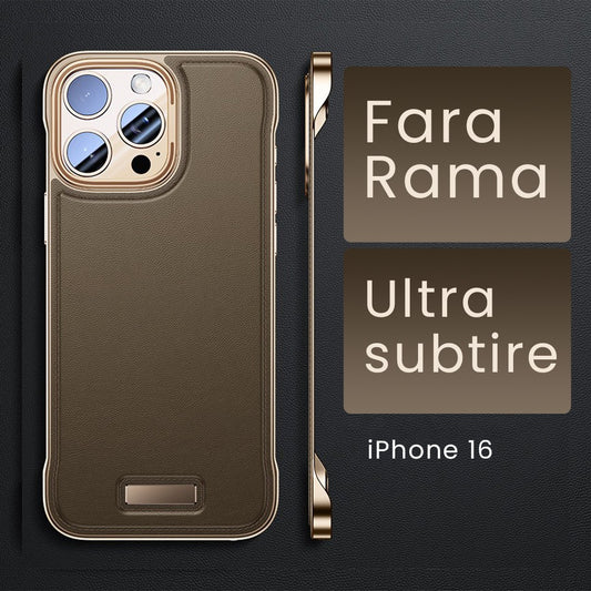 Husa pentru iPhone 16, husa de protectie pentru telefon, Design Modern fara margini, Subtire, din Piele PU, Desert Gold