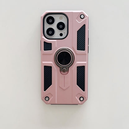 Husa protectie compatibila cu Apple iPhone 13 Pro Defender Model 5 cu suport prindere inel,Roz Auriu