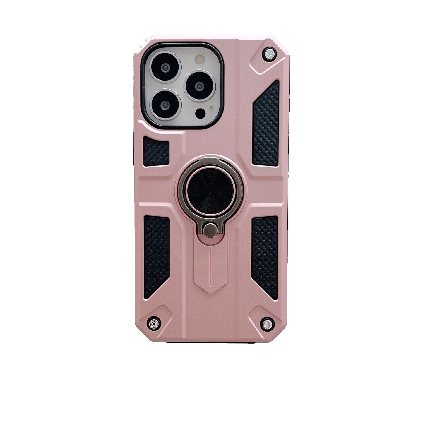 Husa protectie compatibila cu Apple iPhone 13 Pro Defender Model 5 cu suport prindere inel,Roz Auriu