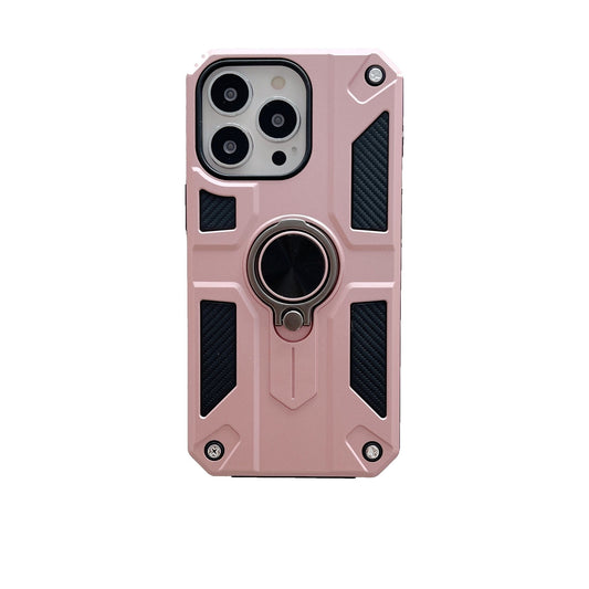 Husa protectie compatibila cu Apple iPhone 13 Pro Defender Model 5 cu suport prindere inel,Roz Auriu