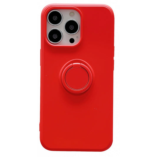 Husa protectie compatibila cu Samsung Galaxy A12 Liquid Silicone Ring cu suport rotativ Rosu