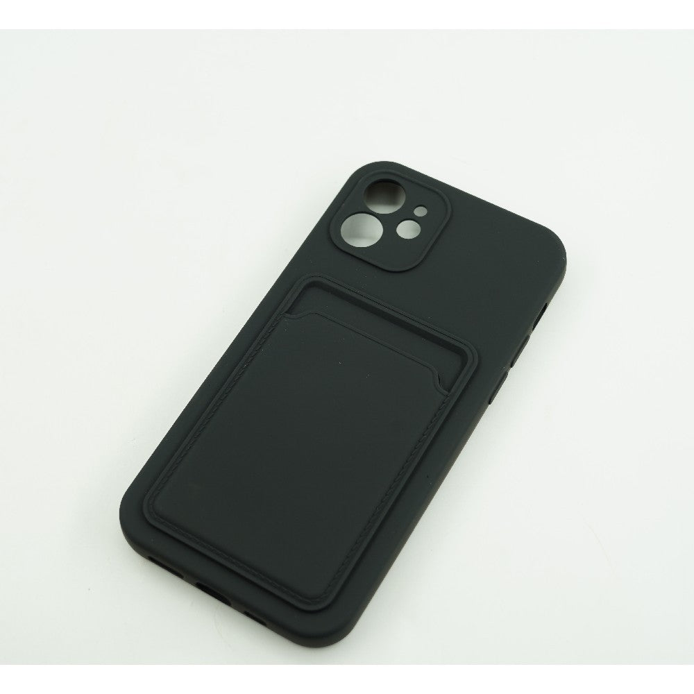 Husa protectie cu suport card compatibila cu Apple iPhone 12 Negru