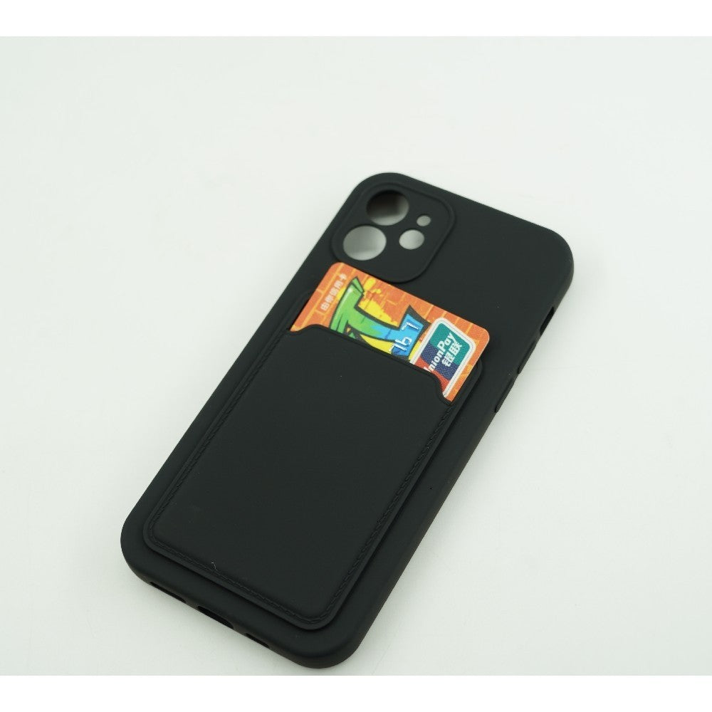 Husa protectie cu suport card compatibila cu Apple iPhone 12 Negru