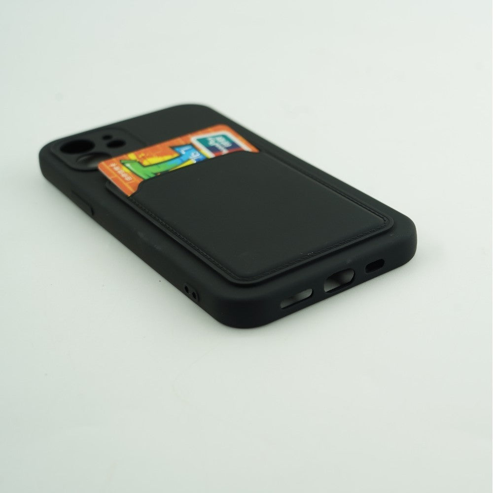 Husa protectie cu suport card compatibila cu Apple iPhone 12 Negru