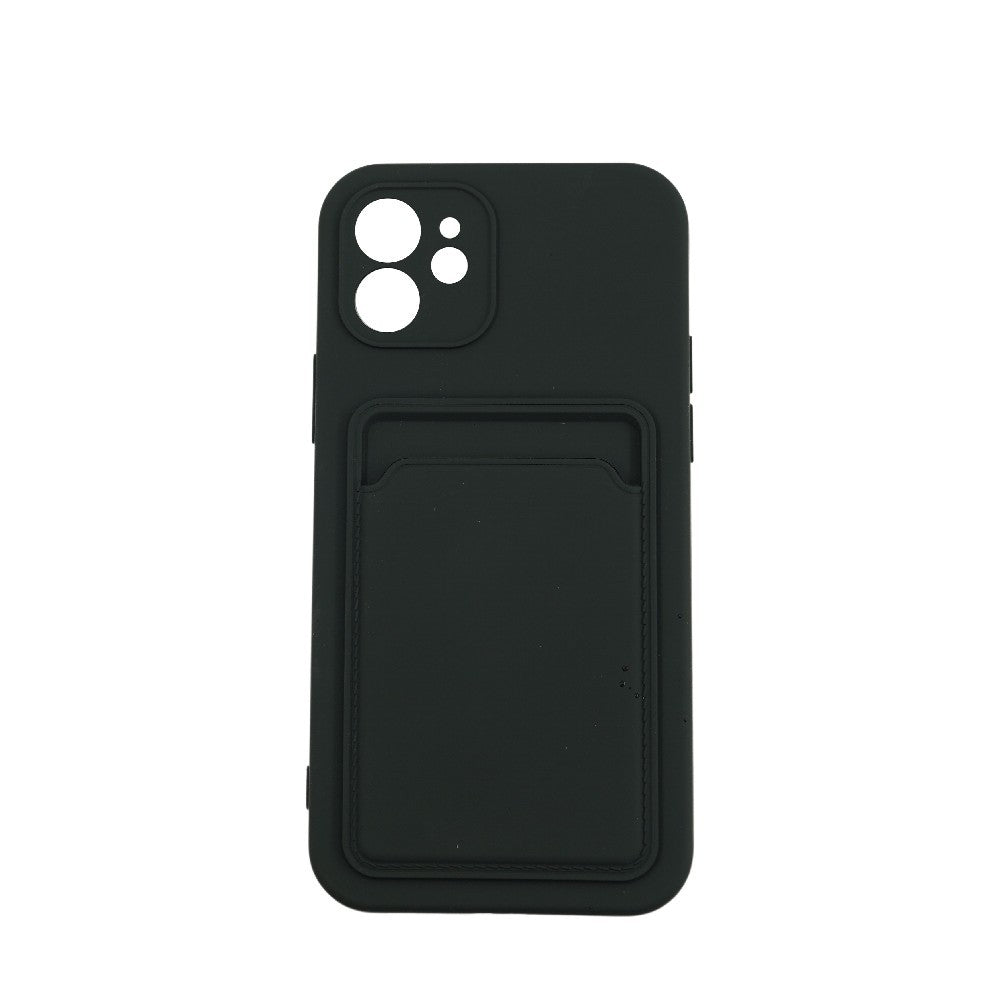 Husa protectie cu suport card compatibila cu Apple iPhone 12 Negru