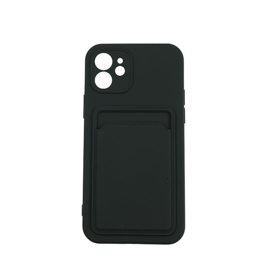 Husa protectie cu suport card compatibila cu Apple iPhone 12 Negru