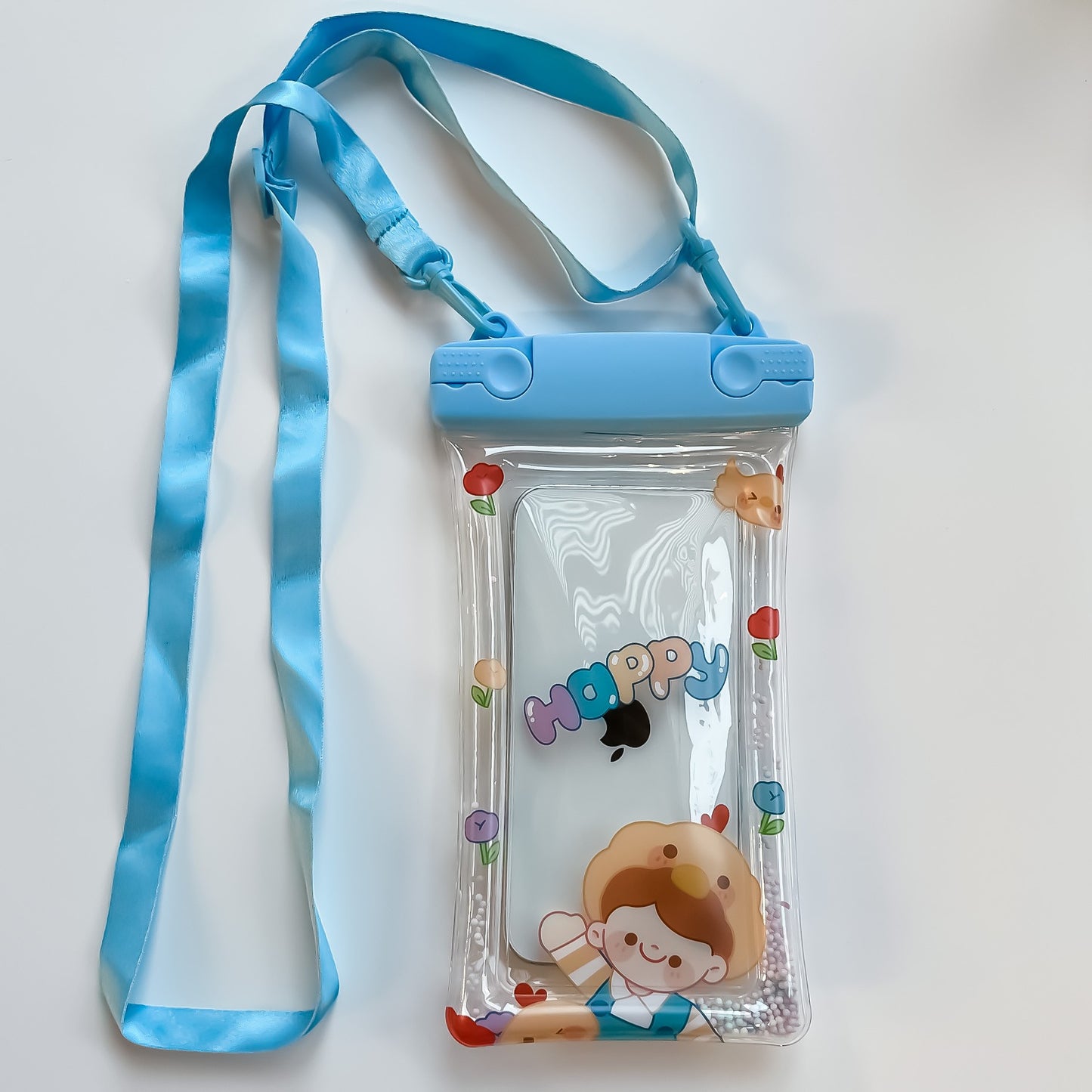 Husa subacvatica Fruity Waterproof, Snowproof, Universala, Impermeabila, cu Snur, pentru telefon sau documente, Happy Boy, Bleu