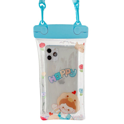 Husa subacvatica Fruity Waterproof, Snowproof, Universala, Impermeabila, cu Snur, pentru telefon sau documente, Happy Boy, Bleu