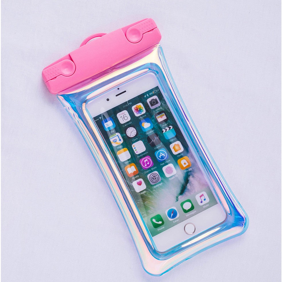 Husa subacvatica Holografica Waterproof, Snowproof, Universala, Impermeabila, cu Snur, pentru telefon sau documente, Roz