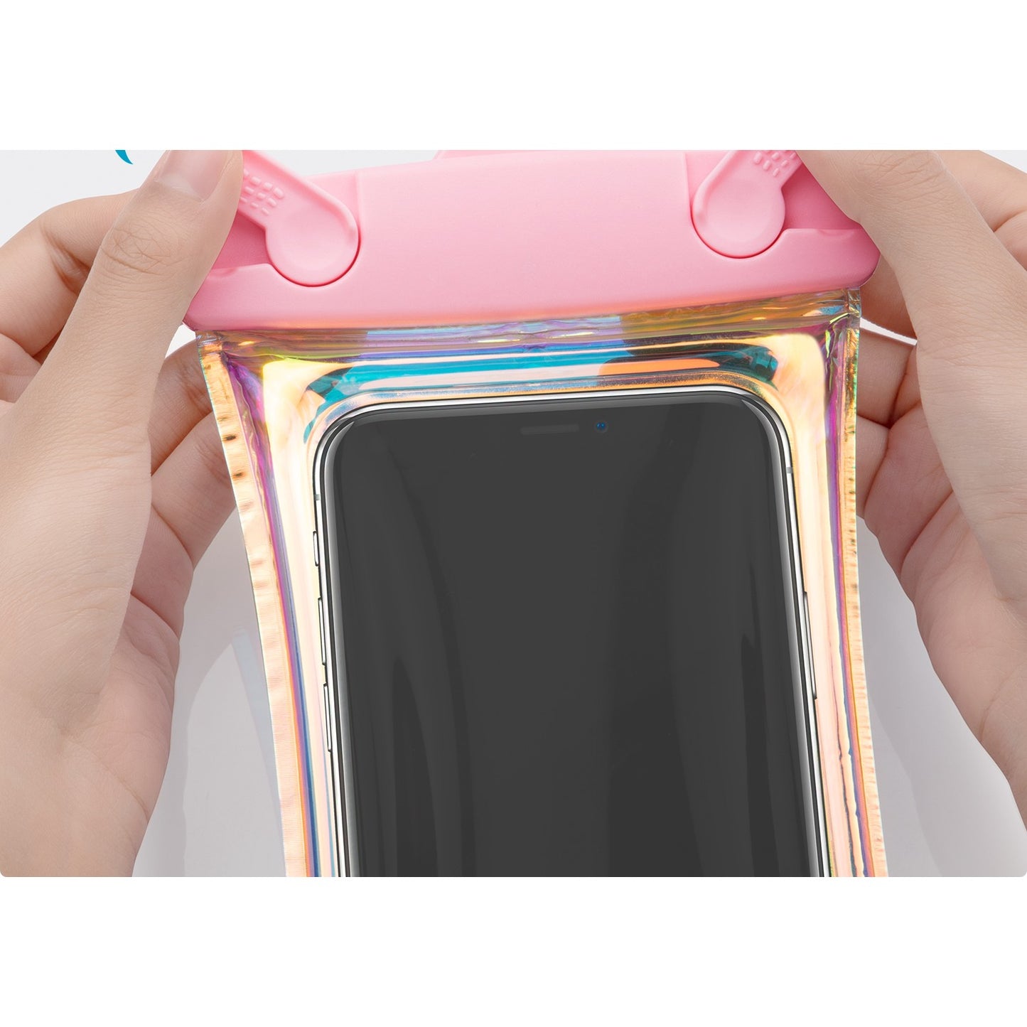 Husa subacvatica Holografica Waterproof, Snowproof, Universala, Impermeabila, cu Snur, pentru telefon sau documente, Roz