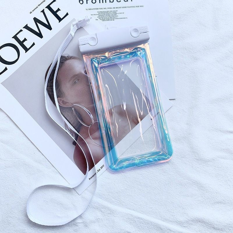 Husa subacvatica Holografica Waterproof, Snowproof, Universala, Impermeabila, cu Snur, pentru telefon sau documente, Alb